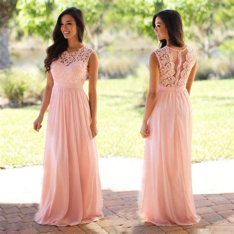 Sexy Coral Blush Pink Bridesmaid Dresses 2017 Floor Length