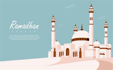 Illustration Vectorielle De Ramadhan Kareem Avec Mosquée à Quatre