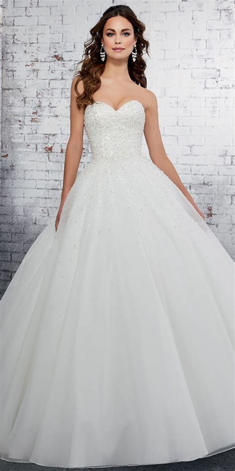 sparkling tulle and organza sweetheart neckline ball gown wedding dresses with bead… sparkle