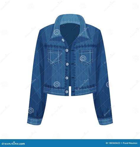 Denim Blue Unbuttoned Jacket With Long Sleeves As Womenswear Vector
