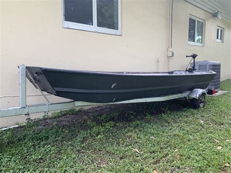 Jon Boat 12 Foot Aluminum With Trailer And Trolling Motor For Sale In