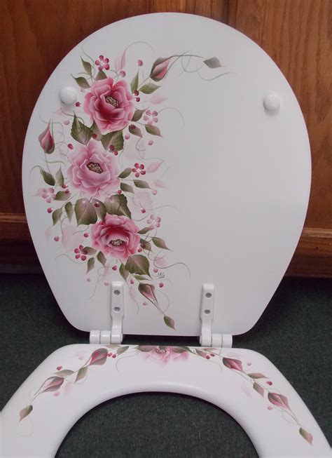 Hand Painted Roses Toilet Seatmauve Burgundyelongated White Etsy