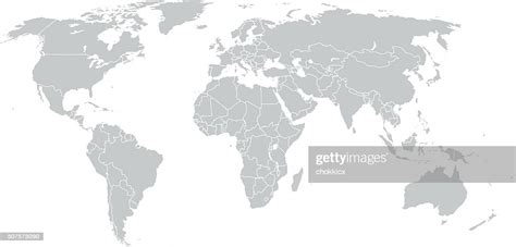 Simple World Map In Gray Stockillustraties Getty Images