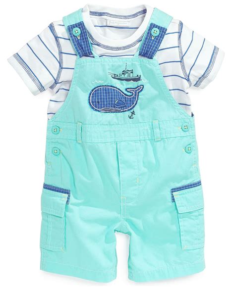 First Impressions Baby Boys 2 Piece Striped Tee And Whale Cargo Shortall