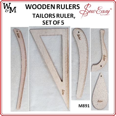 Sew Easy Wooden Tailors Ruler Set Of 5 Wilson And Maclagan