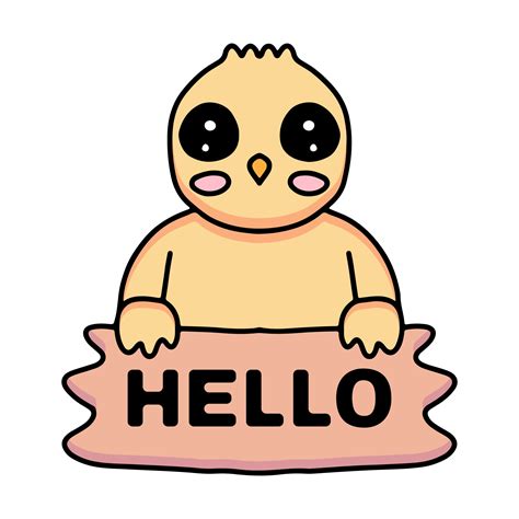 Kawaii Chicks Cartoon Holding Hello Sign Design Vector 2889788 Vector