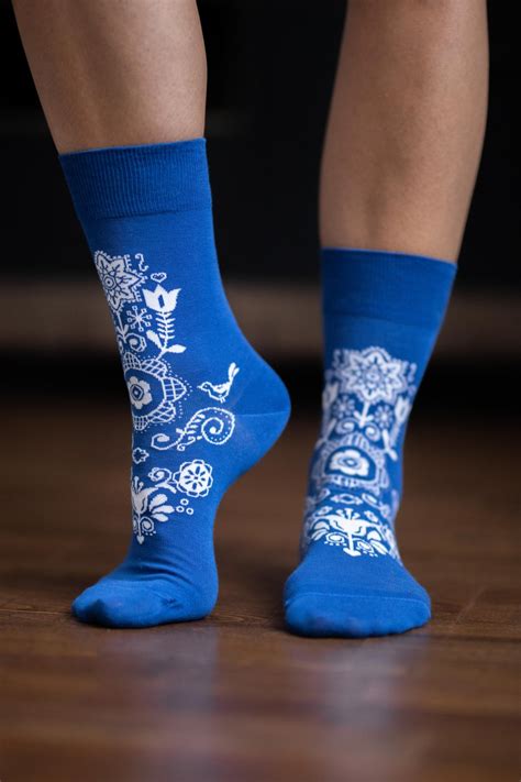 Barefoot Socks Crew Folk Blue Be Lenka