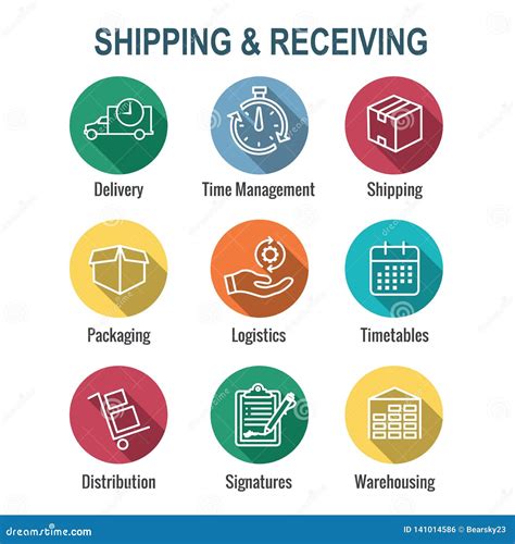 Shipping And Receiving Icon Set With Boxes Warehouse Checklist Etc