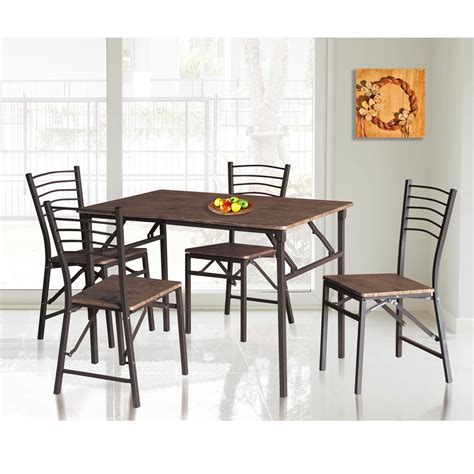 Real living sea blue oversized padded folding chair. Set folding (Table + 4 Chairs) Brown / walnut
