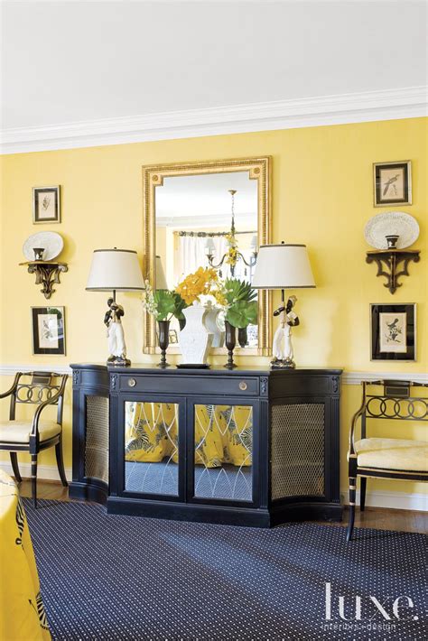 Yellow And Black Traditional Dining Room Luxe Interiors Design