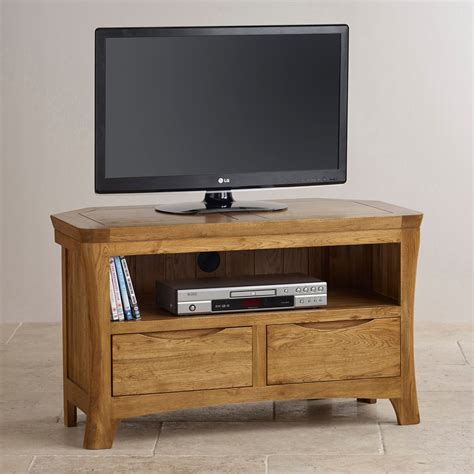 An ideal way to create a cosy entertainment center in your rustic decor. Orrick Corner TV Cabinet in Rustic Oak | Oak Furniture Land