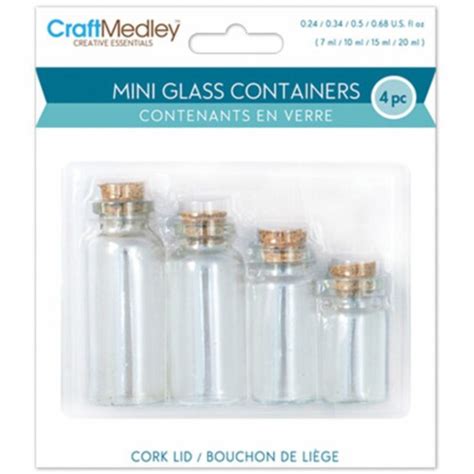 Mini Glass Containers Wcork Lids 4pkg 7ml 10ml 15ml And 20ml 1 Count