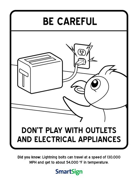 Safety Coloring Printable For Kids Dont Play With Electrical Outlets