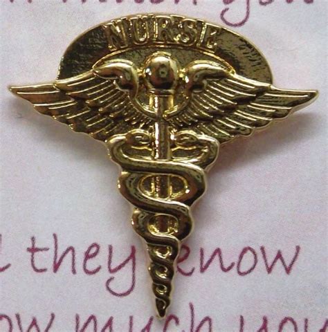 Nurse Caducius And Nurse Script Lapel Pin Gold Plate Made In Usa Great