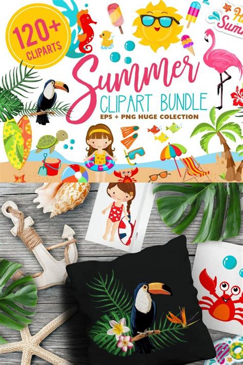 Summer Clipart Bundle 126 Cliparts Masterbundles
