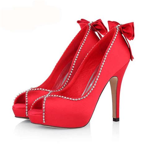 Women S Coral Red Bow Stiletto Heel Pumps Bridal Heels Pumps Heels