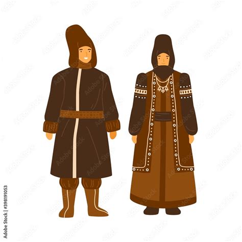Couple From Yakutia Or Sakha Republic Wearing National Winter Costume