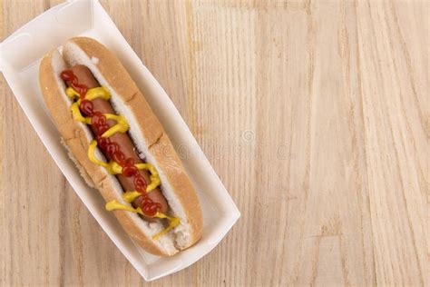 Hot Dog With Ketchup And Mustard Stock Image Image Of Dinner Yellow