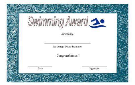 Free Printable Swimming Certificate Templates Printable Word Searches