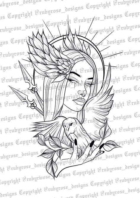 Athena Greek Goddess Portrait Tattoo Design Athena Goddess