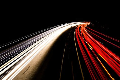 Time Lapsed Photography Vehicles Road Nighttime Highway Exposure