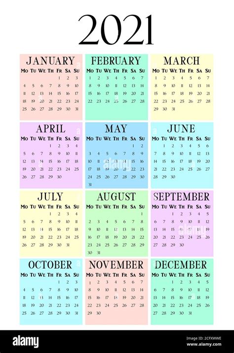 2021 Calendar Printable A4 Free