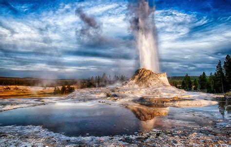 If you simply can't figure out how to do this, use contact us to send me an email and i'll try to. Wallpaper Wyoming, Yellowstone, Castle Geyser images for desktop, section природа - download