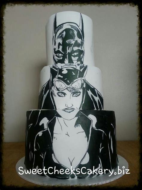 Batman Catwoman Wedding Cake Hand Painted Wedding Cakes Batman And