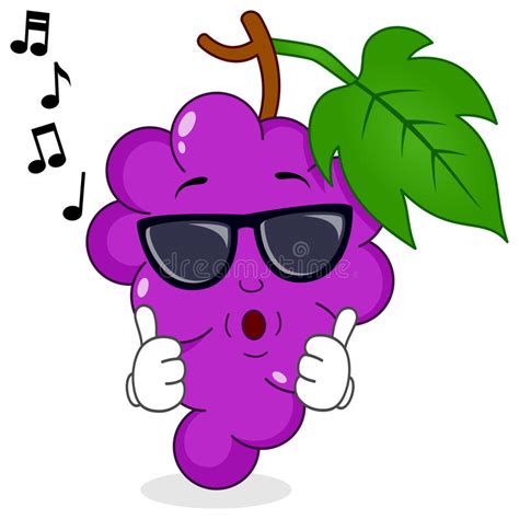 Bunch Of Grapes Whistling With Sunglasses Stock Vector