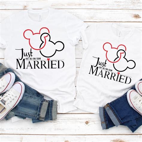 Disney Just Married Personalized Honeymoon Wedding T Shirts For