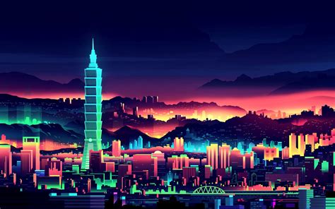 Aesthetic Vaporwave City Wallpapers On Wallpaperdog