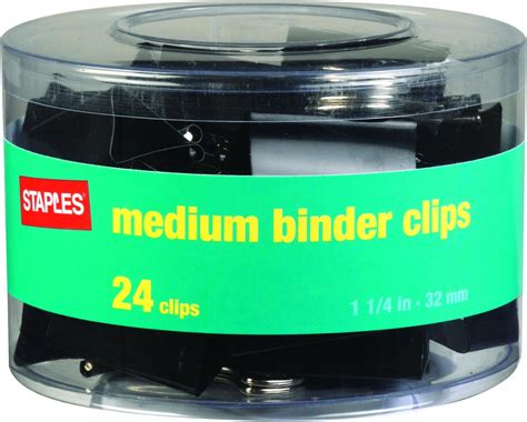 Staples Medium Metal Binder Clips Black 1 14 Size With 58capacity
