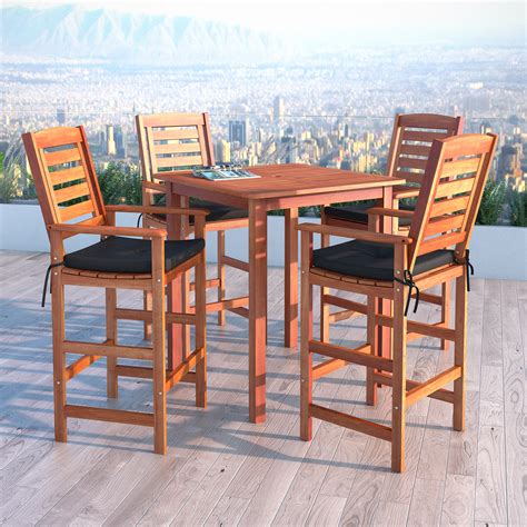 Patio furniture sets can make your backyard a small paradise. CorLiving Miramar 5pc Cinnamon Brown Hardwood Outdoor Bar ...