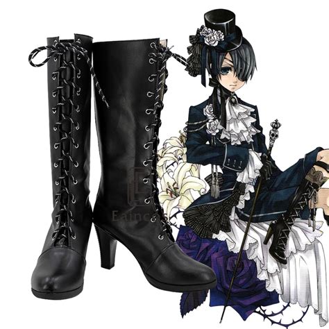 Anime Black Butler Ciel Phantomhive Cosplay Shoes Black High Heeled