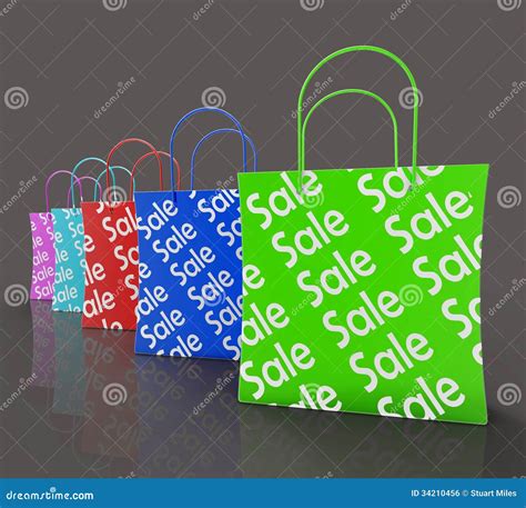 Sale Reduction Shopping Bags Shows Bargains Stock Illustration