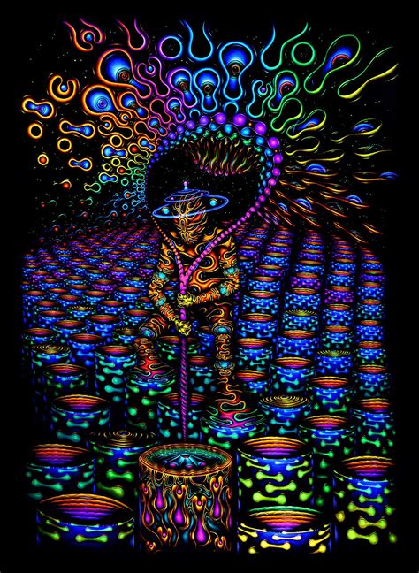 Blacklight Tapestry Manifestor Uv Glow Party Psychedelic Backdrop