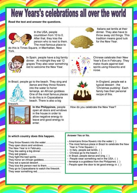 New Years Celebration English Esl Worksheets For Distance Learning