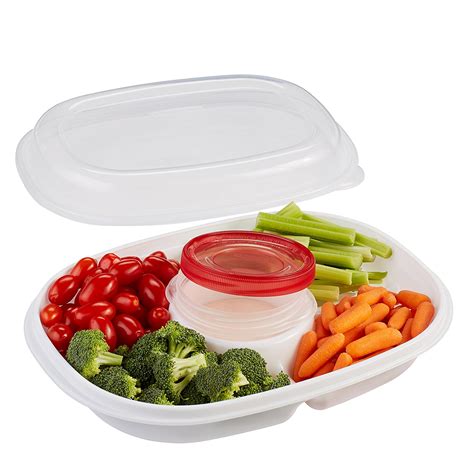 Use these items to present and transport a variety of foods, including cheeses, lunch meats, quiches, cookies, and miniature cupcakes. Rubbermaid Party Platter Party Tray At 77% Off