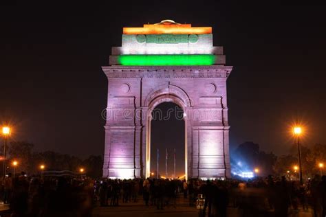 India Gate Lit Up At Night New Delhi Editorial Photo Image Of Arch