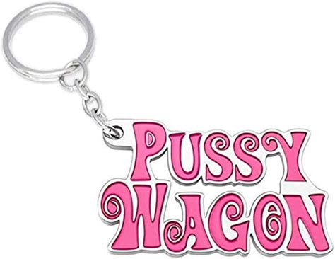 Pussy Wagon Keychain Movie Pink Letter Metal Pendant Keyring Clothing Shoes And Jewelry