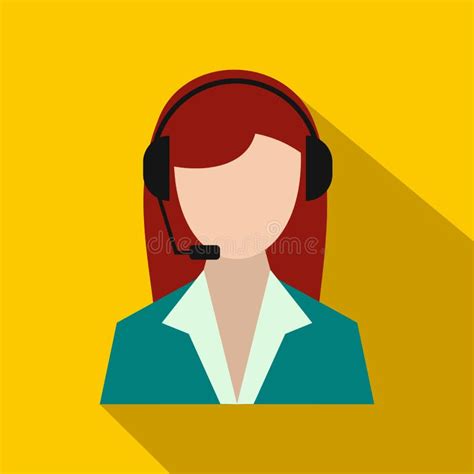Support Phone Operator In Headset Icon Flat Style Stock Vector