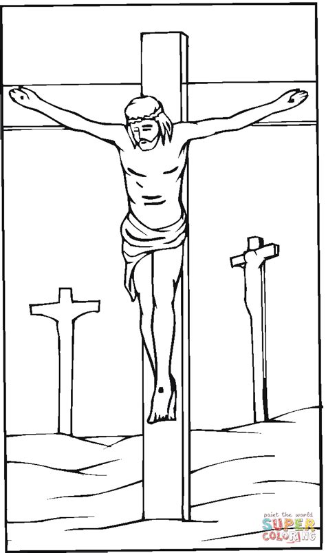 Jesus Crucified On The Cross Coloring Page Free Printable Coloring Pages