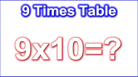 9 Times Table Youtube
