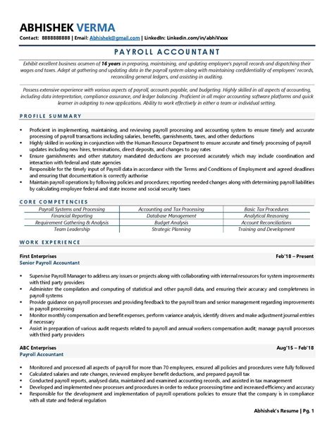 Payroll Accountant Resume Examples And Template With Job Winning Tips
