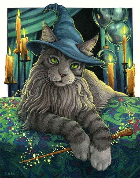 Oberon Wizard Cat Illustration 8x10 Etsy Cat Illustration Wizard