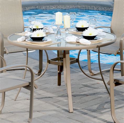 Apricity Outdoor Monterey 3 48 Round Glass Top Dining Table With