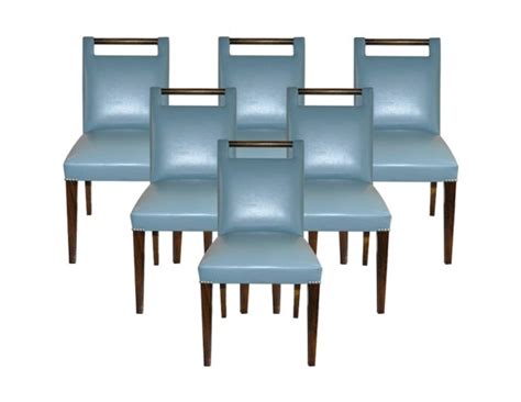 It's essential that you have dining chairs that are comfortable and from the sovereign traditional to the leather upholstery, majestic chairs such as monte carlo and windsor court are available as well, and they. Custom Dining Chairs in Blue Faux Leather, Set of 6 • The ...