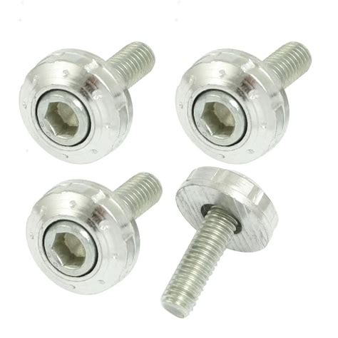 X Autohaux 4 Pcs Silver Tone Alloy Car Auto License Plate Bolt Screw In