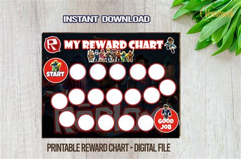 Roblox Reward Chart Printable Digital Roblox Toddler Etsy