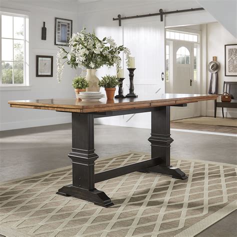 Eleanor Solid Wood Counter Height Trestle Base Dining Table By Inspire